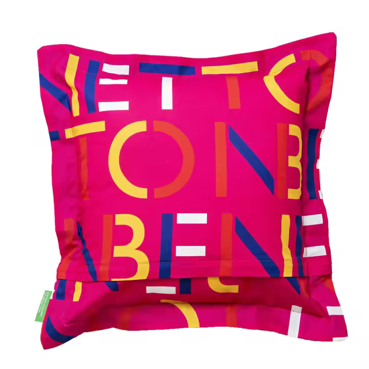 Cushion 40x40 cm 300gr, 100% cotton blue with multicolor logo Casa Benetton - 1