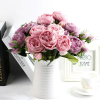 1 Rama De Púas De Seda En Blanco Para Decoración De Hogar Accesorios De Boda Fiesta DIY Pompones Rosas Artificiales Plantas Falsas Para Scrapbook - details 1