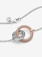 Pandora - Collar de circulares entrelazados en dos tonos con la firma Pandora - Plata de Lei, Baño de Oro Rosa de 14 K - details 1