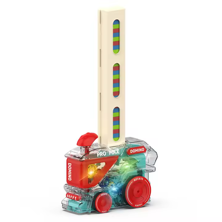 Juego De Dominoes Colorido Automático Para Niños Set Educativo Inteligente De Coche Eléctrico Y Torreón DIY Regalo De Rompecabezas - 1