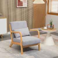 HOMCOM Butaca de Salón Butaca Nórdica Sillón de Salón con Reposabrazos Cojín y Marco de Madera de Caucho para Dormitorio Carga 120 kg 61x78x76 cm - details 1