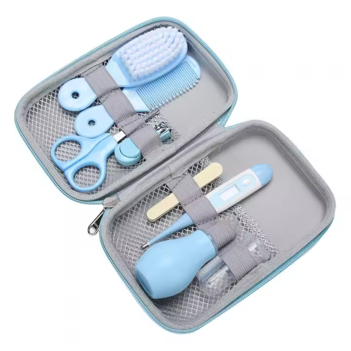 Paquete De 8 Prácticos Cortaúñas Diarios para Bebés, Tijeras, Pinzas para El Cabello, Peine, Kit De Cuido De Manicura, Cortaúñas para Bebés,Azul - 1