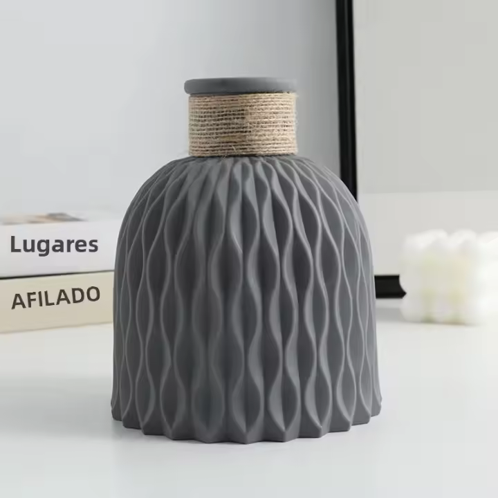Vaso De Plástico Para Flores Estilo Nórdico Moderno 1PC Ondas De Agua Ornamento De Mesa Para Sala De Estar Decoración Del Hogar - 1