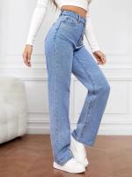 Vaqueros de Pierna Ancha y High Belt, recto para Mujer Vaqueros de Pierna, Vaqueros microelásticoSueltos de pierna Ancha y High Belt - details 4