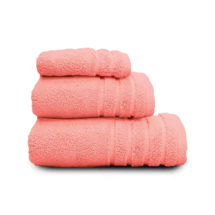 Juego Toallas Baño 500 Gr LISO - Rizo 100% Algodón - Pack 3 Piezas (Tocador+Lavabo+Ducha). Color Salmón - Sedalinne - 1