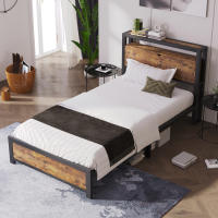 Cama individual 90x200 cm with cabecero de mantenimiento y somier de lámparas metálicas, Camas infantiles somieres Metálicos Adultos, Niños, adolescentes, Camas Industriales Negros - details 1