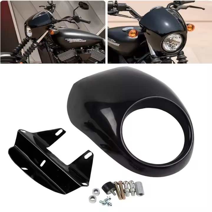 Cubierta De Faro Frontal Negra Brillante Para Motocicleta Harley Sportster XL 1200 XL883L Dyna 1973-UP Cubierta De Faro De Plástico ABS - 1