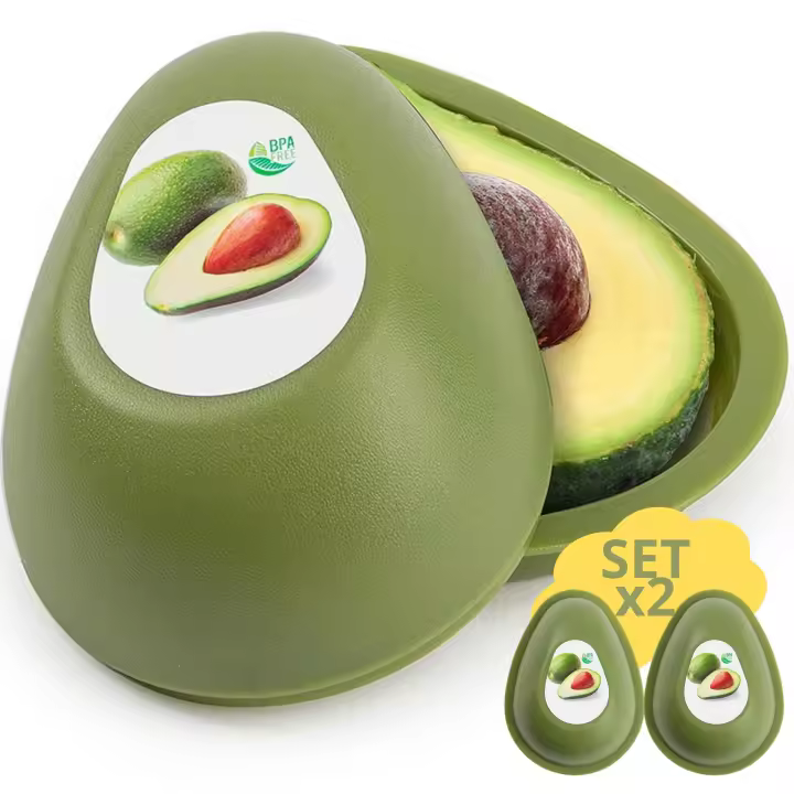2 Guarda Aguacates. Guarda Aguacate Nevera Libre Plástico BPA. Recipiente para Guardar Aguacate con Material Resistente Apto para Lavavajillas. Ideal para Guardar Aguacates Frescos. Organizador Nevera, Alvergin - 1