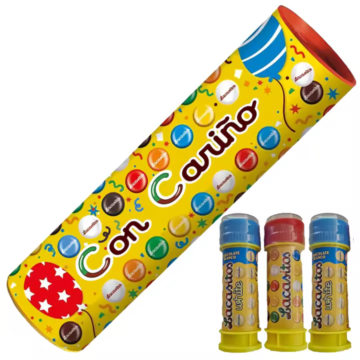 Lacasitos Megatubo 1,5 KG-Con cariño + 3 POMPEROS LACASITOS - 1