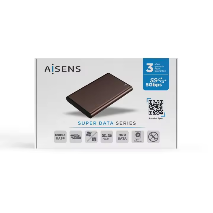 DISCO DURO EXTERNO 500GB AISENS modelo ASE-2525BWN con disco duro de 500GB 2.5" SATA Conexión USB 3.0/USB3.1 Gen1, Marrón - 1