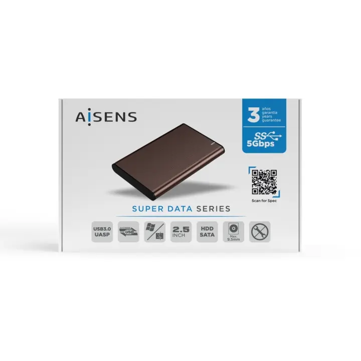 DISCO DURO EXTERNO 500GB AISENS modelo ASE-2525BWN con disco duro de 500GB 2.5" SATA Conexión USB 3.0/USB3.1 Gen1, Marrón - 1