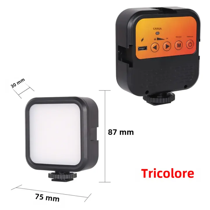 Luz De Video LED Portátil Recargable Para Fotografía DSLR Camcorder Gopro Vlog 3 Colores 3000K-7000K Mini Luz De Ambiente Para Cámara - 1
