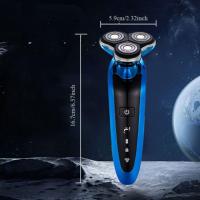 Maquinilla de afeitar eléctrica para hombres, resistente al agua IPX7, 4 en 1, afeitadora rotativa, recortadora de barba, nariz y bigote, cepillo de limpieza facial，maquina de afeitar hombre - details 6