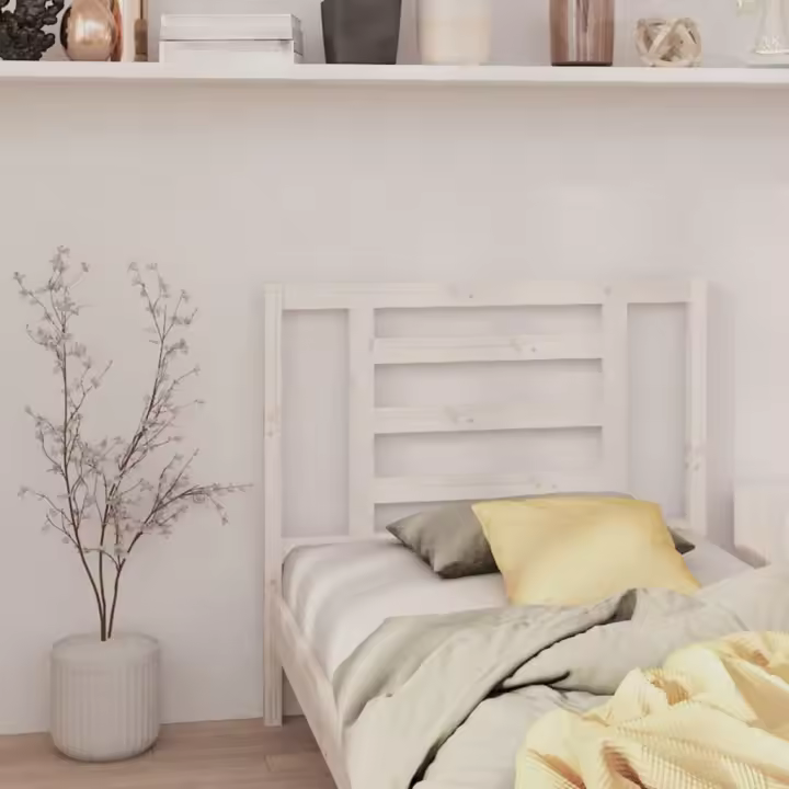vidaXL Cabecero de cama madera maciza de pino blanco 96x4x100 cm - 1