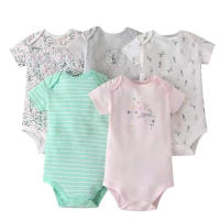 Nueva ropa de verano para bebés y niños pequeños, mono de pedo cruzado triangular de colores mixtos, ropa para gatear para bebés, conjunto de cinco piezas - details 15