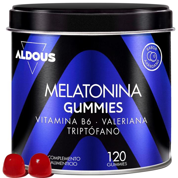 Melatonina Gominolas  120 noches  Con Triptofano, Valeriana y Vitamina B6  Gominolas para Dormir Bien, Melatonina Sueño, Insomnio  Sabor natural a Arándanos  Para los amantes de las gominolas