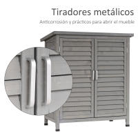 Outsunny Cobertizo de Almacenamiento de Madera para Jardín con 2 Estantes Interiores 2 puertas y Techo Inclinado para Exterior Terreza 87x46,5x96,5 cm - details 6
