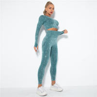 SSITO Conjunto de Yoga sin Costura para Mujer, trajes Deportivos para Fitness, ropa de Gimnasio, Top Short de manga Largo, camisas, Mallas para Corver High, pantalones de entrenamiento - details 24