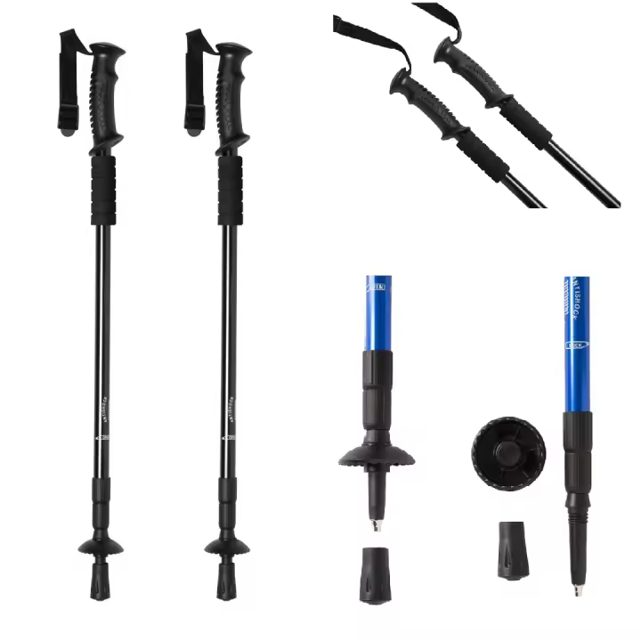 Bastones trekking plegables aluminio, bastones senderismo con antishock, altura regulable, bastones marcha nordica, palos senderismo trail running, accesorios montaña, kit camino de santiago - 1