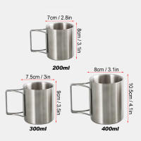 Taza De Acero Inoxidable Para Camping 200ml/300ml/400ml Con Manijas Plegables Para Agua Té Café Adecuada Para Exteriores Senderismo - details 5