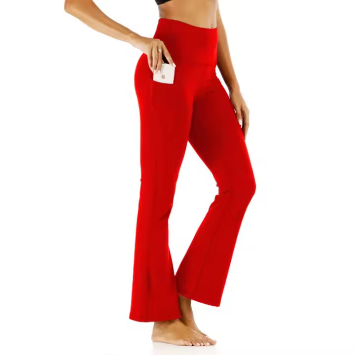 Yoga Pantalones Bootcut Para Mujer Con Bolsillos Cintura Alta Tummy Control Pantalones De Leggings De Pierna Ancha Deporte Fitness - 1