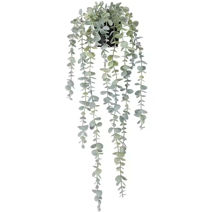 Verde - Plantas Colgantes Artificiales de Eucalyptus - Maceta para Pared - 1 Piezas - 1