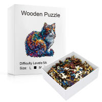 Puzzle De Madera Para Adultos Con Forma De Animal Único Jigsaw Puzzles De Gato Para Familia Y Amigos Juego De Razonamiento Y Memoria - details 3