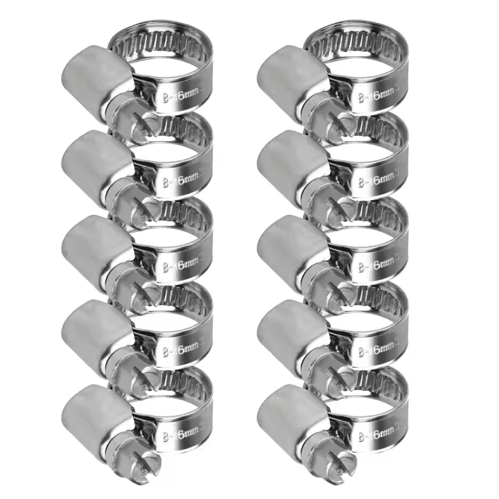 10 abrazaderas de manguera de 8-16 mm, ajustables, de acero inoxidable, para asegurar conexiones de mangueras, tuberías de gas domésticas, mangueras flexibles. - 1