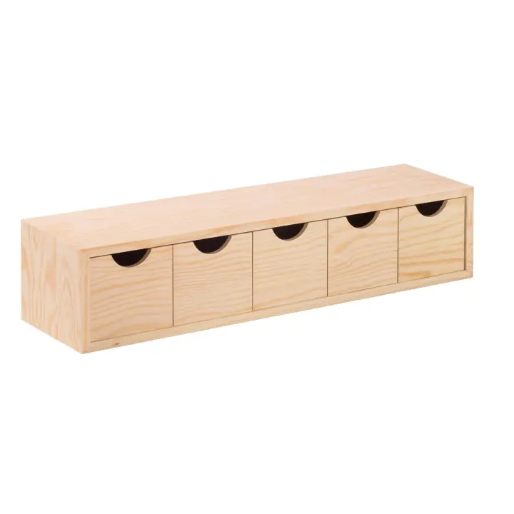 Mini cajonera de madera con cinco cajones 12x57x13cm - 1