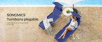SONGMICS Tumbona, Tumbona Plegable, Tumbona Reclinable, 71 x 200 x 38 cm, Carga de 150 kg, con Reposacabezas Protección Solar y Respaldo Ajustable, para Terraza Piscina Jardín, Azul Oscuro/Gris Ahumado/Negro - details 0