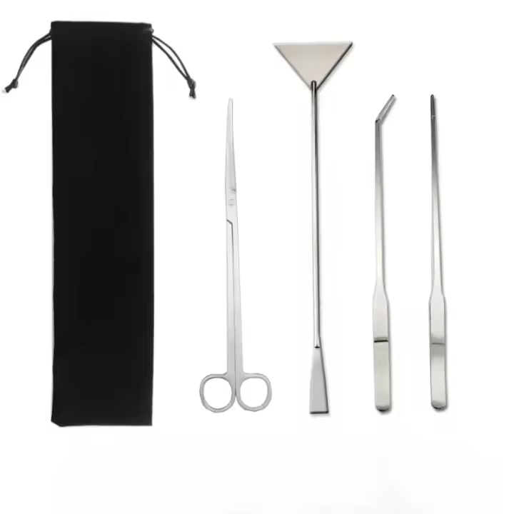 Juego De Tijeras Y Pinzas De Acero Inoxidable Para Limpieza De Tanque De Peces Herramienta De Jardín Con Cuchillas Onduladas Y Rectas Y Escobillas Para Limpieza De Arena - 1