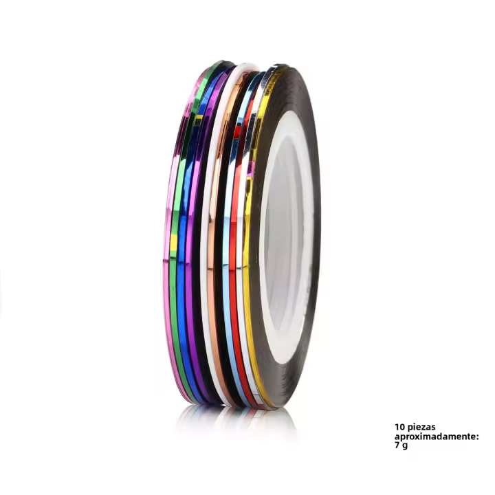 10pcs Cinta De Estrás Para Uñas 3D Herramienta De Arte De Uñas Decoración De Uñas Adhesivo Metálico De Color Roll DIY - 1