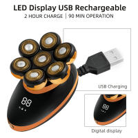 Nueva Peluca Eléctrica Para Hombres 7D Independientemente 7 Cuchillas Cabeza Flotante Recargable Impermeable Con Multifuncional Trimmer Para Hombres - details 10