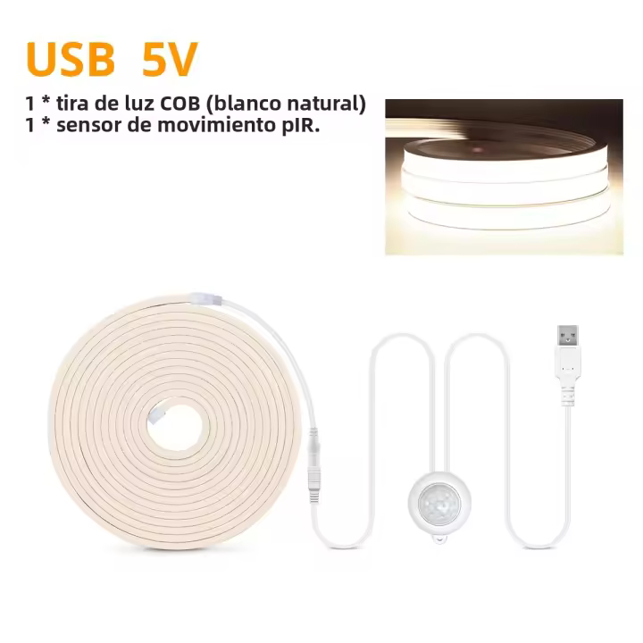 Luces Nocturnas LED COB De Silicona Real Super Suave Con Sensor USB 320 LEDs/M Decoración Para Pared Sala Dormitorio Baño Luz De Movimiento Para Armario Cocina Cama - 1