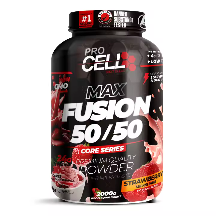 Proteína + Carbohidratos - Fusion Protein Core 50/50 2 Kg Procell Sport - Sabor Fresa - 1