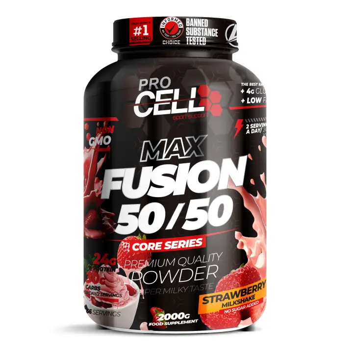 Proteína + Carbohidratos - Fusion Protein Core 50/50 2 Kg Procell Sport - Sabor Fresa - 1