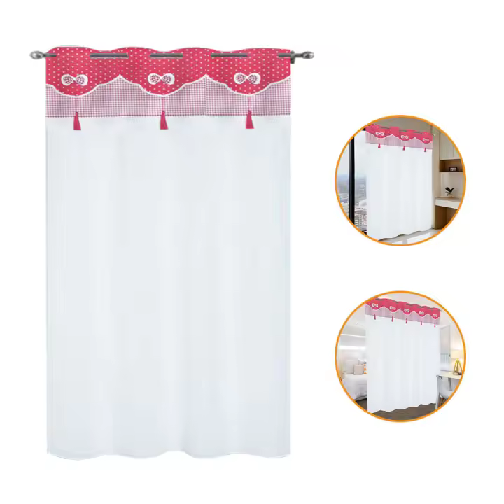Cortina - 140x240x1p - Cortinas De Cocina, Lazo Rojo Con Colgante, Aptas Para Ventanas De Cocina, Comedores, Marcos De Puertas, 1 Pieza 2025 Nuevo Caliente - 1