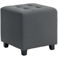 HOMCOM Reposapiés de Salón Taburete Bajo Tapizado en Lino Otomana Cuadrada con Bolsillo Lateral Tapa con Botones Acolchados y Marco de Madera para Sala de Estar Dormitorio - details 0