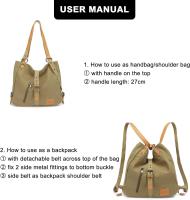 Mochipa para Mujer, Bolso de hombro de Lona, mochila de viaje Convertible 3 en 1, Bolso Cruzado, Bolso Escolar Vintage - details 1