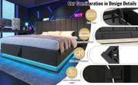 Cama Doble Moderna Inteligente | 160x200/180x200 | Con Almacenamiento + APP LED Controlable + Carga USB-C | Ecológico Lino Gris Anthracita | Somier Metálico | Sin Cogín - details 7