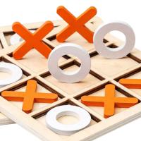 Juego de Tres en Raya Interactive, X y 0 de Madera, Madera/Blanco/Naranja, Juego Educativo de Madera para niños - details 1