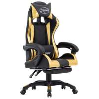 vidaXL Silla gaming con reposapiés cuero sintético en color Rojo y negro/Blanco y negro/Verde y negro y más | cómodas modernas ergonómicas para comedor cocina salón hogar - details 5