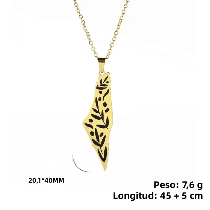 Collar Pendentivo Cazador Mapa De Palestina Y Israel Hojas De Acero Inoxidable Para Mujer Joyería Regalo Cumpleaños 2024 - 1