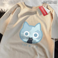 Camiseta De Algodón Oversized Para Hombre Y Mujer Estilo Japonés Con Diseño De Gato Lunar Azul Camiseta Casual Transpirable De Manga Corta Para El Verano - details 16