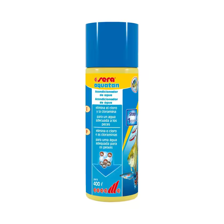 Acondicionador de Agua Sera Aquatan para Peces - Elimina Cloro y Cloramina - Aglutina Metales Pesados - Con Minerales - 1