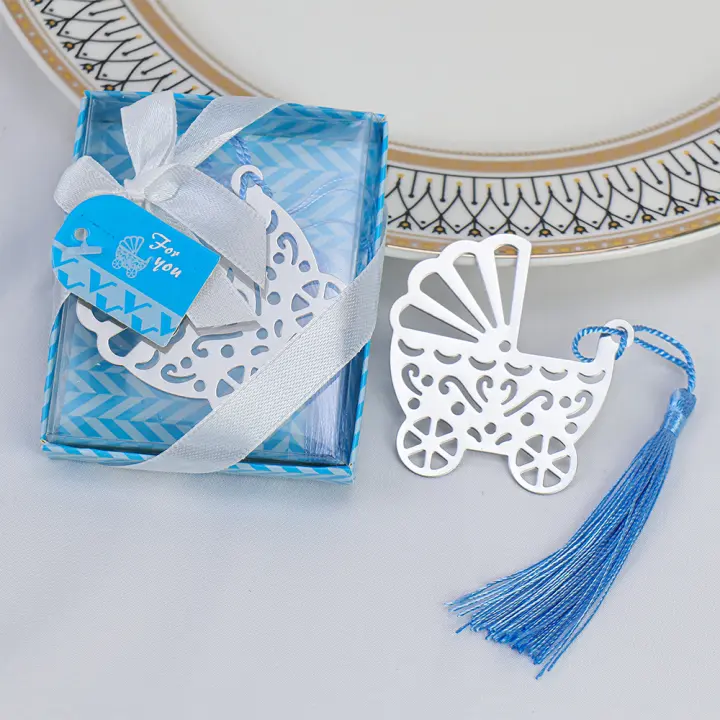 Pack de 12 a 42 unidades de marcapaginas de bebé, Marcapáginas carrito de metal, detalles bautizo para invitados, regalitos para bautizos, baby shower revelacion genero, regalos bautizo para invitados,  Regalantes.com - 1