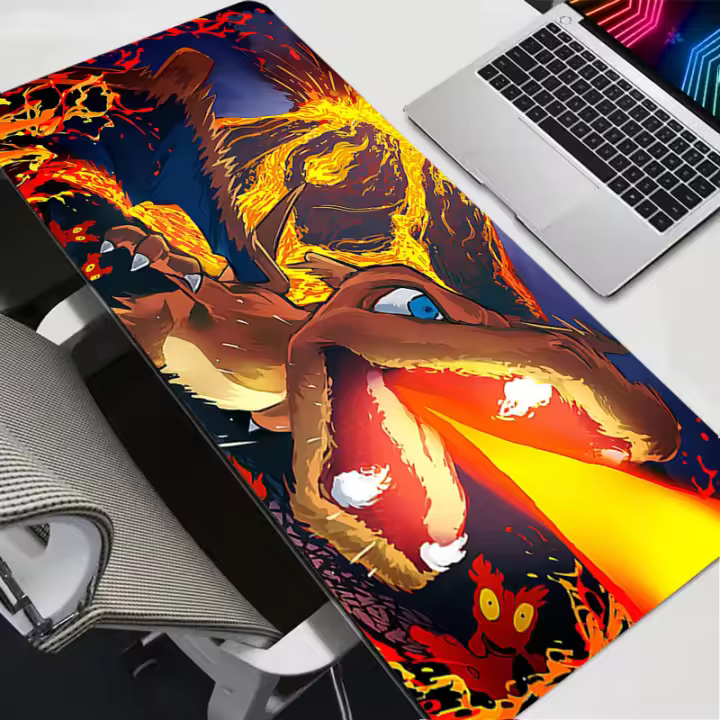 Alfombrilla De Ratón Gamer Anime P-Pokemon Charizard HD Impresión Antideslizante Para PC Y Teclado Tamaño 800x300 Matriz De Ratones - 1