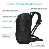 Ociodual Mochila Senderismo 40L Negra Ligera Impermeable Mochila Viaje Supervivencia Plegable Mochila Mujer Camping Mochila Hombre Trekking Montaña Mochilas Marcha Nórdica Deporte - details 2