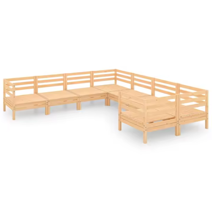vidaXL Juego de muebles de jardín 8 piezas madera maciza de pino - 1