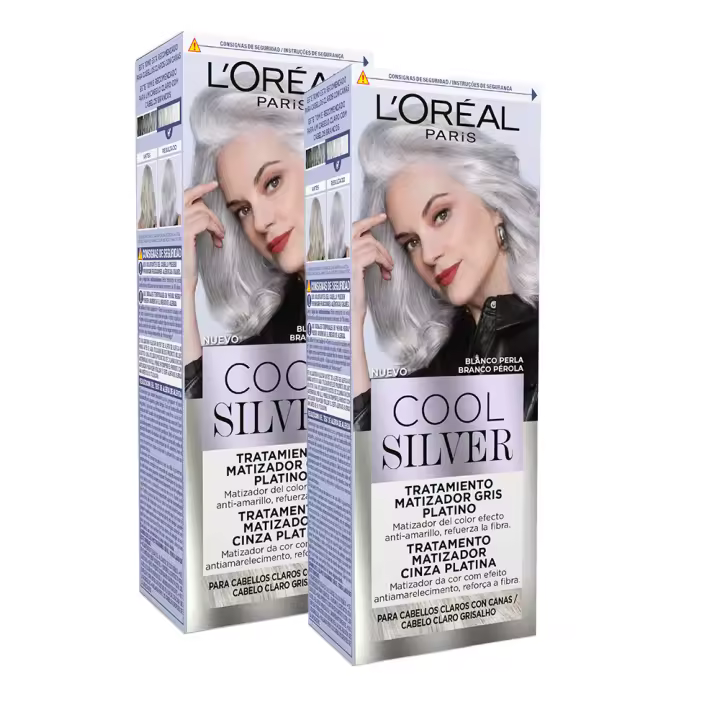 L'ORÉAL PARIS | Cool Silver Tratamiento Matizador Gris Platino para cabellos oscuros con canas. Tinte coloración de pelo sin amoníaco - 1